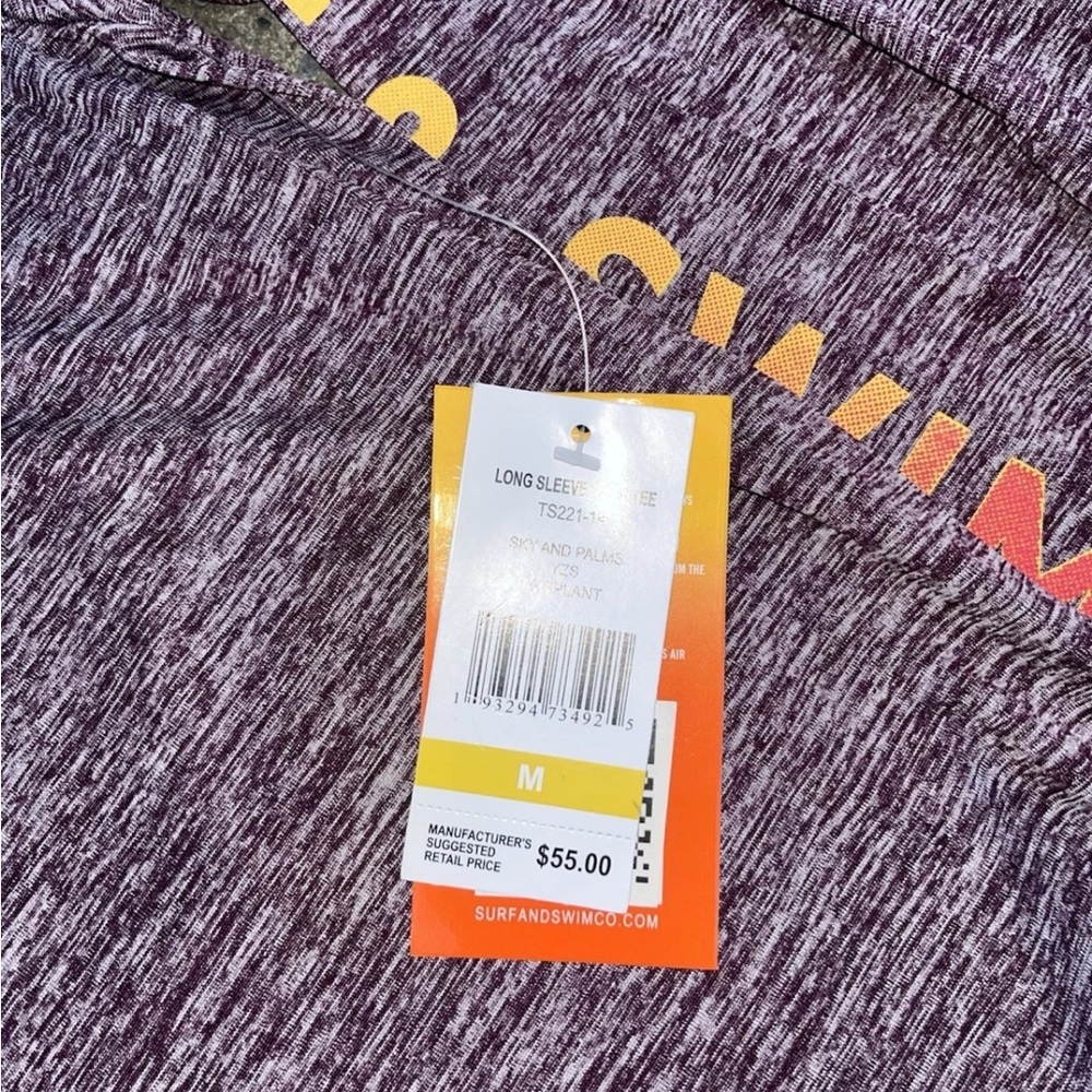 Surf & Swim Co UPF 50+ Long Sleeve Swim Tee Sky And Palms M NWT - Picture 4 of 10
